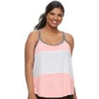 Plus Size Juniors' Plus So&reg; Varsity Striped Racerback Tank, Teens, Size: 2xl, Brt Pink