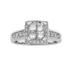 Igl Certified Diamond Square Halo Engagement Ring In 14k White Gold (1 Ct. T.w.), Women's, Size: 6
