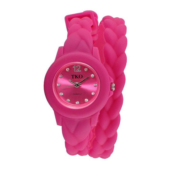 Tko Orlogi Women's Crystal Braided Wrap Watch, Pink