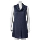 Juniors' Plus Size Almost Famous Cowlneck Hatchi Swing Dress, Girl's, Size: 3xl, Blue (navy)