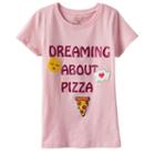 Girls 4-6x Emoji Dreaming About Pizza Graphic Tee, Girl's, Size: 6x, Light Pink