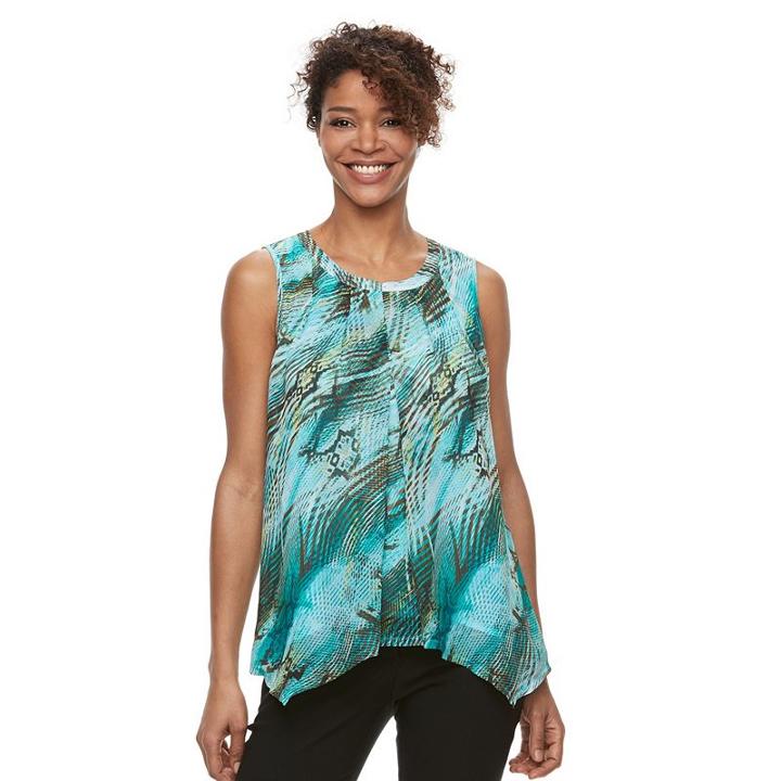 Women's Dana Buchman Pleated Mixed-media Tank, Size: Small, Ovrfl Oth