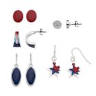 Red, White & Blue Star Cluster & Half Hoop Earring Set, Women's, Multicolor