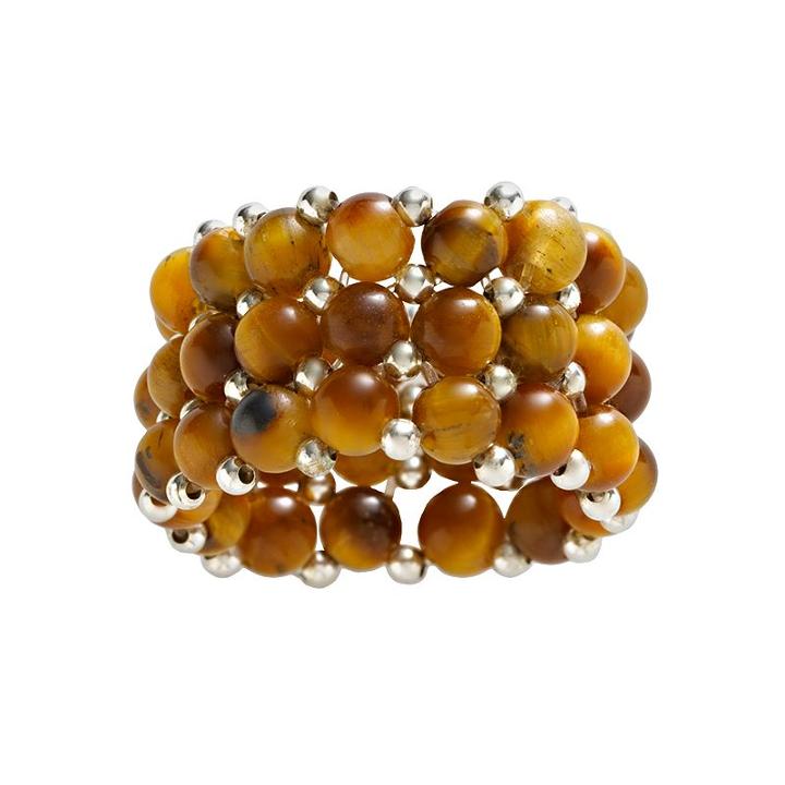 Sterling Silver Tiger's-eye Stretch Ring, Women's, Brown