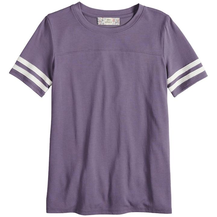 Girls Plus Size Pink Republic Crewneck Varsity Tee, Size: Xl Plus, Lt Purple