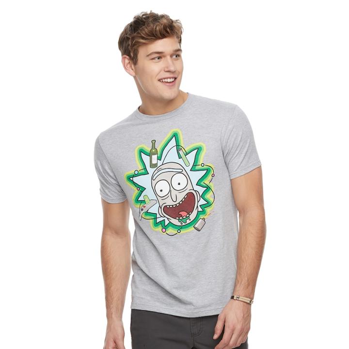 Men's Rick & Morty Tee, Size: Large, Light Grey