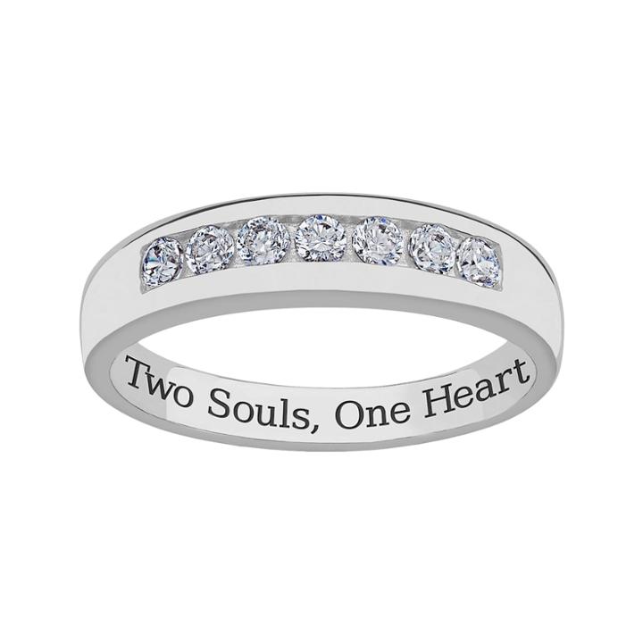 Sweet Sentiments Sterling Silver Cubic Zirconia Wedding Band - Men, Size: 9, White