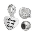 Individuality Beads Crystal Sterling Silver Love Knot Bead And Heart Charm Set, Women's, Grey