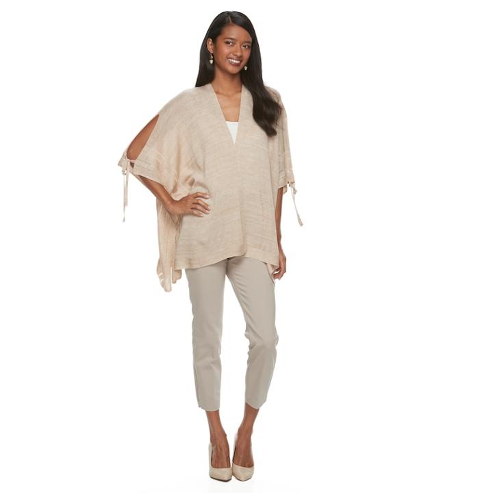 Apt. 9&reg; Cold-shoulder Knit Kimono, Women's, Dark Beige