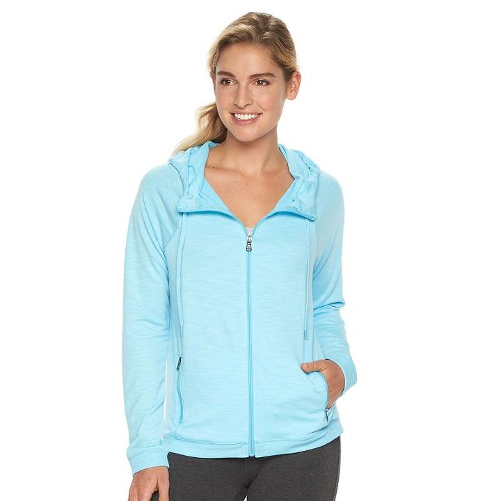 Women's Tek Gear® Dry Tek French Terry Hoodie, Size: Large, Turquoise/blue (turq/aqua)
