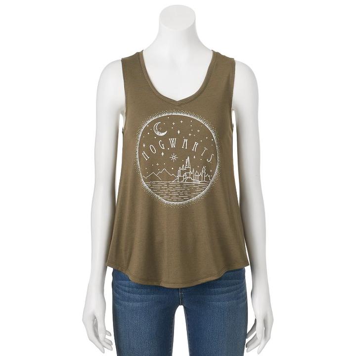 Juniors' Harry Potter Hogwarts Graphic Tank, Girl's, Size: Xl, Med Green