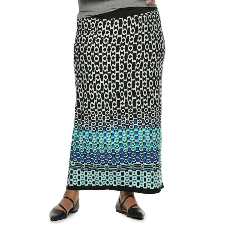 Plus Size Apt. 9&reg; Print Column Maxi Skirt, Women's, Size: 1xl, Blue