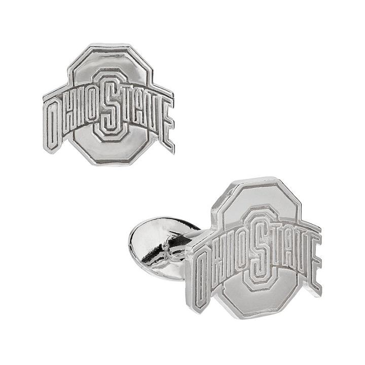 Dayna U Sterling Silver Ohio State Buckeyes Cuff Links, Men's, Grey