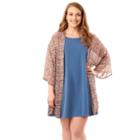 Juniors' Plus Size Wallflower Dress & Kimono Set, Girl's, Size: 2xl, Med Blue