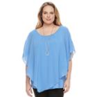 Plus Size Ab Studio Popover Necklace Top, Women's, Size: 1xl, Med Blue