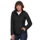 Women's Weathercast Hooded Quilted Anorak Jacket, Size: Small, Black
