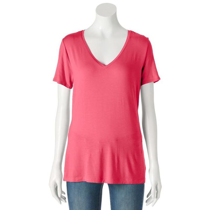 Women's Apt. 9® Essential V-neck Tee, Size: Xxl, Med Pink