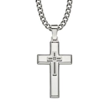 Axl By Triton Men's Stainless Steel Cross Pendant, Size: 22, White