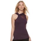 Women's Rock & Republic&reg; Twist Mesh Tank, Size: Large, Purple