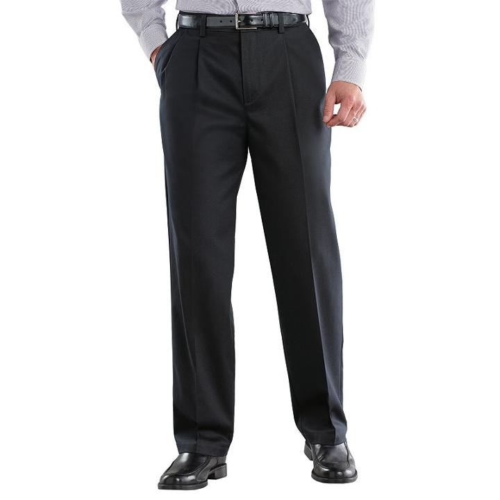 Men's Croft & Barrow&reg; Stretch Easy-care Classic-fit Pleated Pants, Size: 40x34, Black