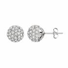 Silver Luxuries Silver Plated Crystal Ball Stud Earrings, Women's, White