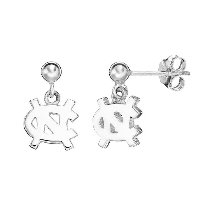 Dayna U North Carolina Tar Heels Sterling Silver Drop Earrings, Women's, Grey