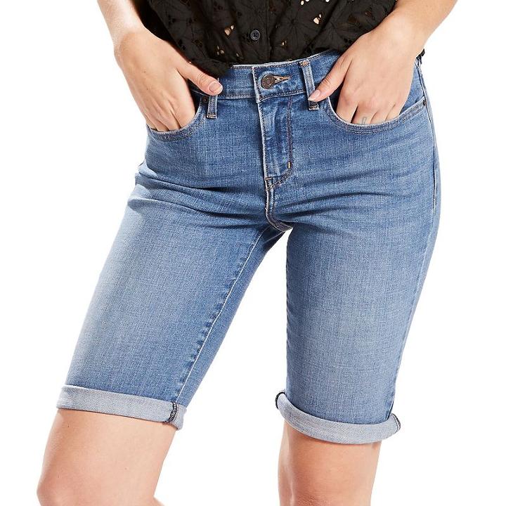 Women's Levi's Cuffed Jean Bermuda Shorts, Size: 4/27, Med Blue
