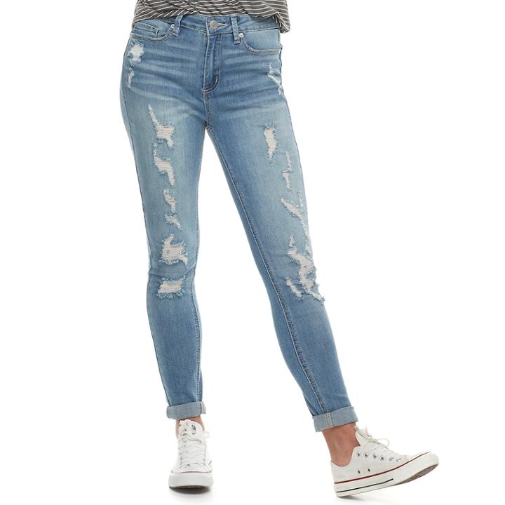 Juniors' Mudd&reg; Mid-rise Ankle Jeggings, Teens, Size: 5, Blue