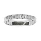 Diamond Accent Stainless Steel & Carbon Fiber Bracelet - Men, Size: 8.5, Grey