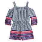 Girls 7-16 My Michelle Printed Cold Shoulder Romper, Size: Small, Blue