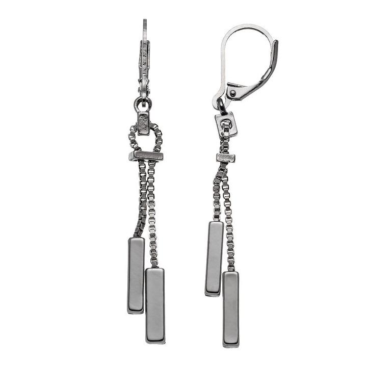 Simply Vera Vera Wang Bar Box Chain Drop Earrings, Women's, Med Grey