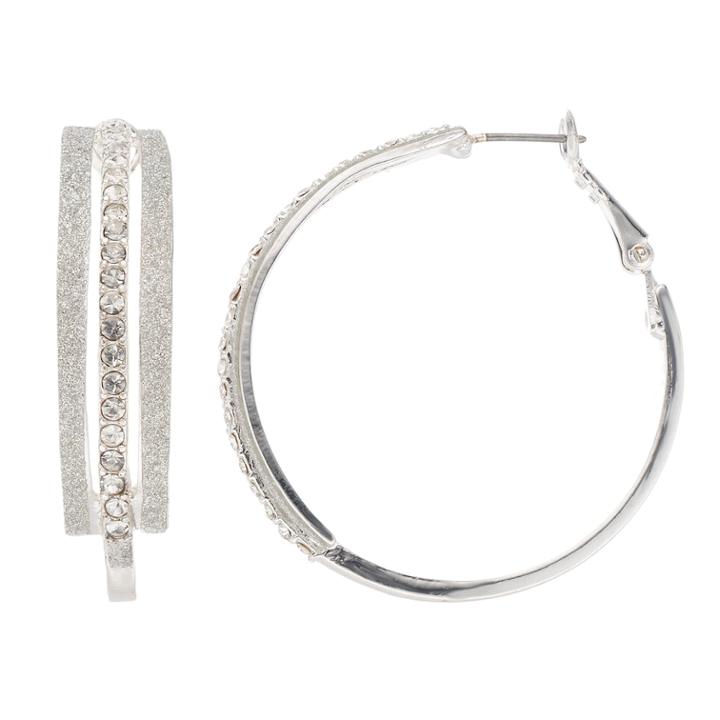 Mudd&reg; Glittery Nickel Free Multi Hoop Earrings, Women's, Silver