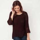 Women's Lc Lauren Conrad Pointelle Scoopneck Sweater, Size: Medium, Drk Purple