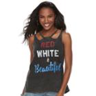 Women's Rock & Republic&reg; Red White & Beautiful Graphic Tank, Size: Small, Black