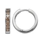 Sterling Silver 1-ct. T.w. Champagne Diamond Hoop Earrings, Women's, Yellow