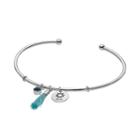 Silver Plated Shine Tassel Charm Cuff Bracelet, Women's, Blue