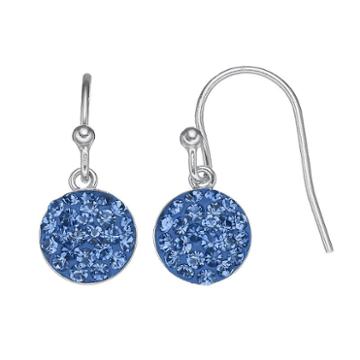 Silver Luxuries Silver Tone Crystal Disc Drop Earrings, Women's, Blue