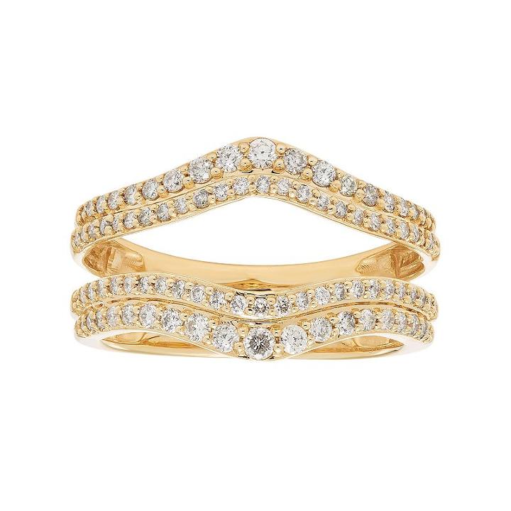14k Gold 5/8 Carat T.w. Diamond V Enhancer Wedding Ring, Women's, Size: 7, White