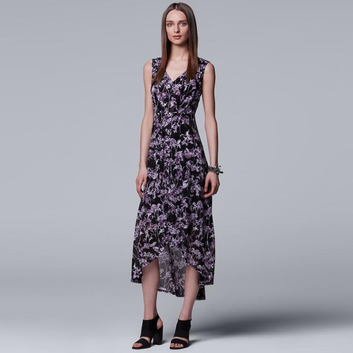 Petite Simply Vera Vera Wang Pleated High-low Maxi Dress, Women's, Size: Xl Petite, Oxford