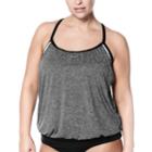 Plus Size Nike Layered Sport Tankini Top, Women's, Size: 2xl, Black
