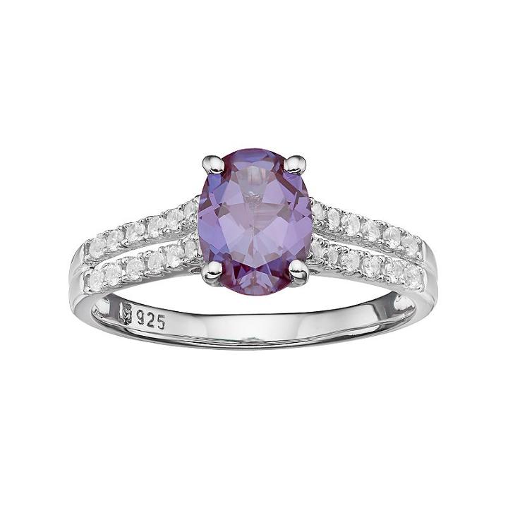 Sterling Silver Lab-created Alexandrite & White Sapphire Ring, Women's, Size: 6, Blue