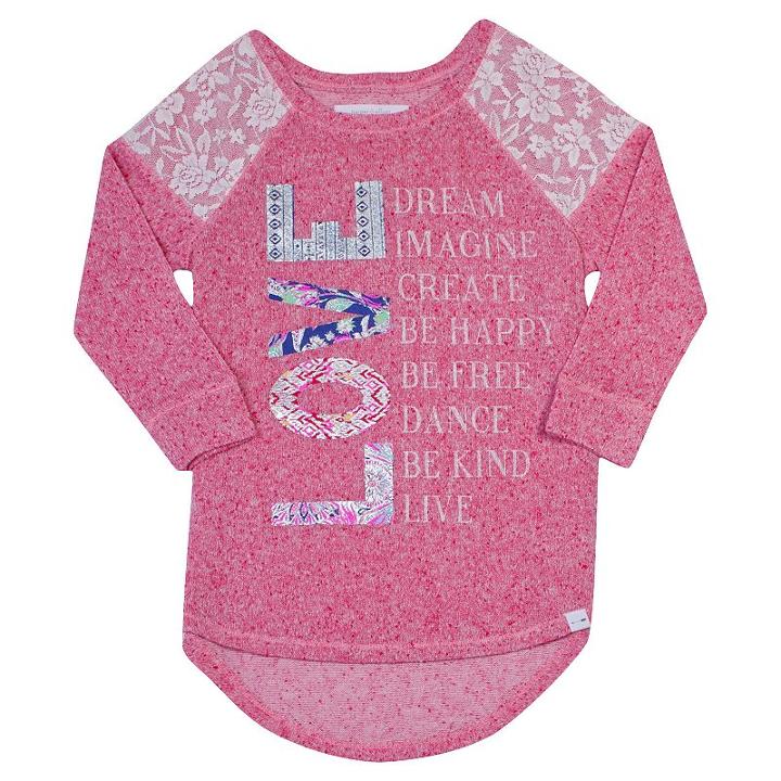Girls 7-16 & Plus Size Harper & Elliott Lace Raglan Graphic Tee, Girl's, Size: Xs, Brt Purple