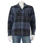 Men's Ocean Current Plaid Sherpa-lined Shirt Jacket, Size: Large, Dark Blue