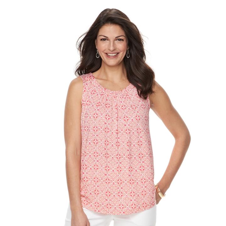 Women's Croft & Barrow® Pleated Swing Tank, Size: Xxl, Light Pink