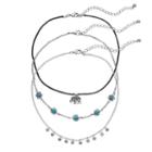 Mudd&reg; Flower, Disc & Elephant Charm Choker Necklace Set, Girl's, Black