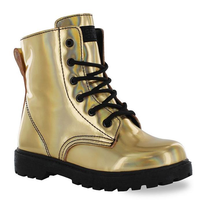 Gotta Flurt Luna Girls' Combat Boots, Kids Unisex, Size: 12, Gold