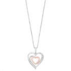 Two-tone Sterling Silver 1/10 Carat T.w Diamond Heart Pendant Necklace, Women's, Size: 18, White