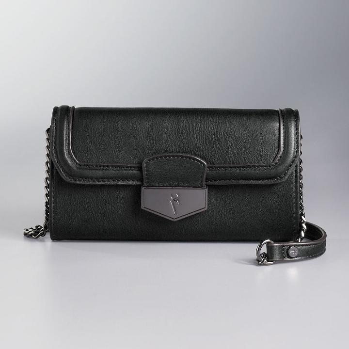 Simply Vera Vera Wang Signature Fold Over Crossbody Bag, Women's, Grey