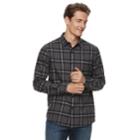 Men's Apt. 9&reg; Brushed Flannel Button-down Shirt, Size: Large, Black
