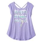 Girls Plus Size So&reg; Cutout V-back Tee, Size: 20 1/2, Brt Purple